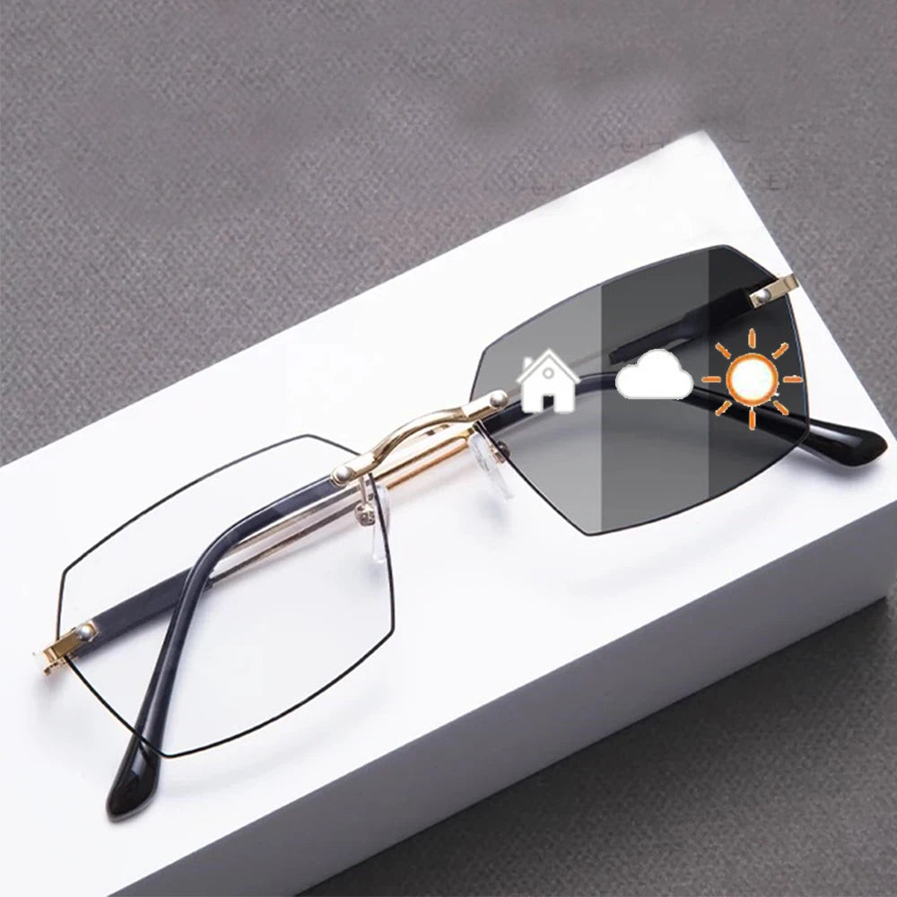 Men Photochromic Anti Blue Light Glasses Slim Frame