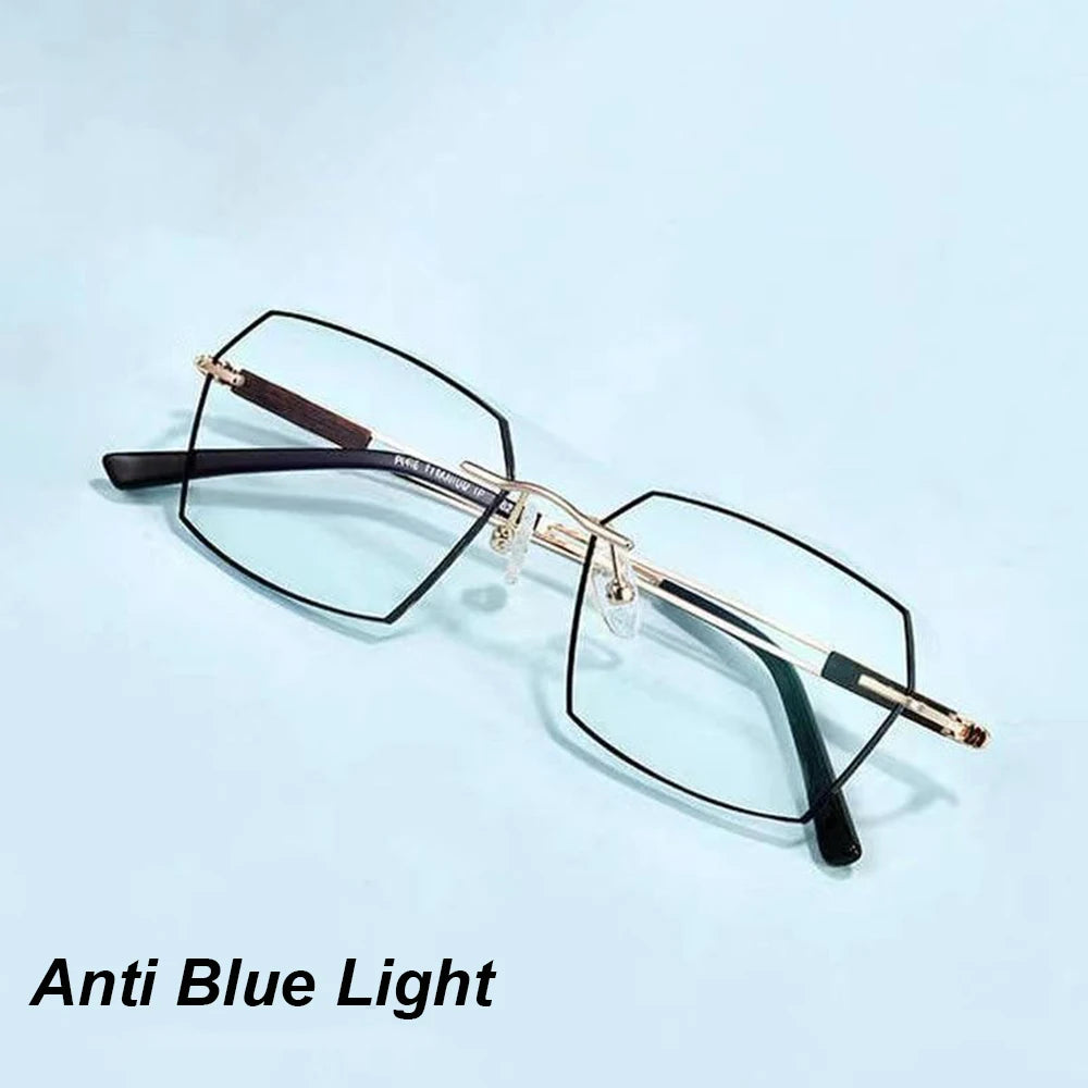 Men Photochromic Anti Blue Light Glasses Slim Frame