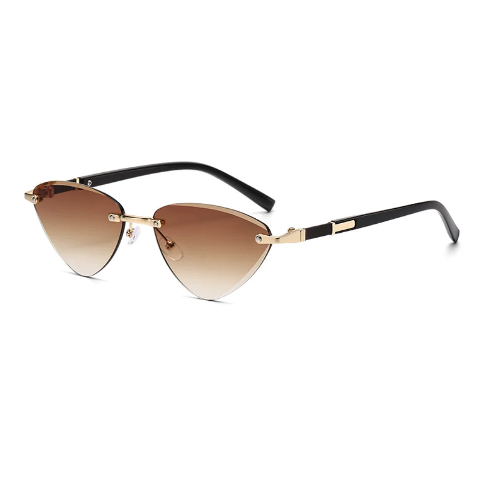 Cat Eye Sunglasses Women Retro Rimless