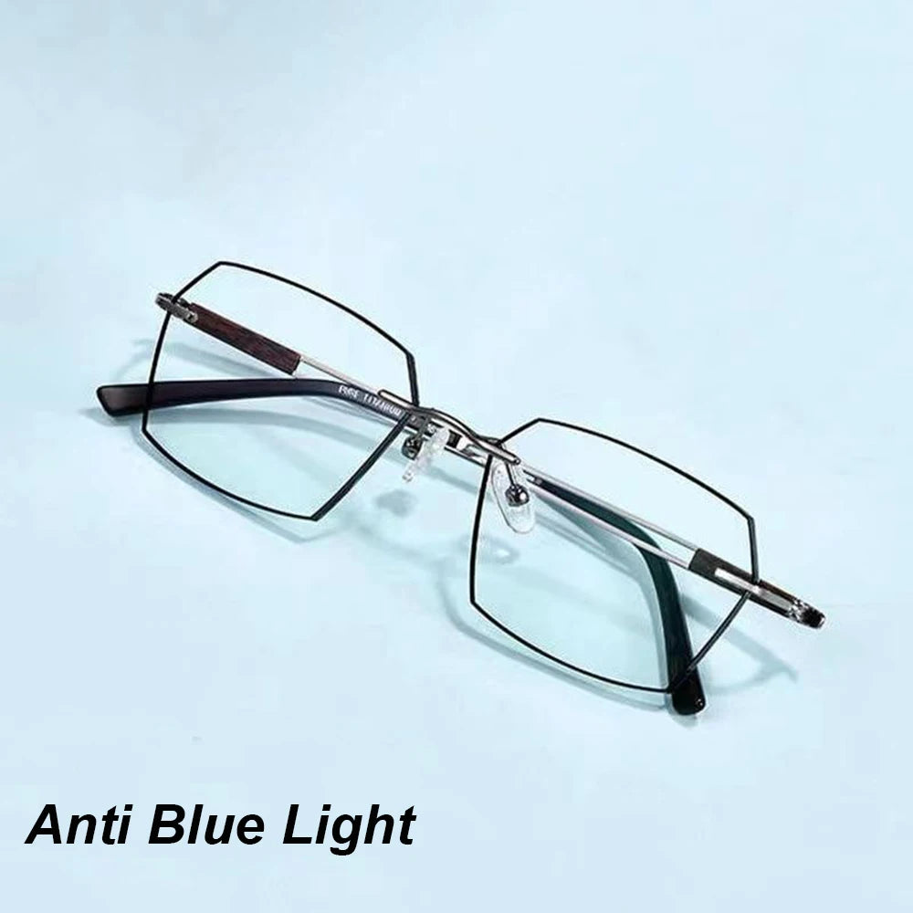 Men Photochromic Anti Blue Light Glasses Slim Frame