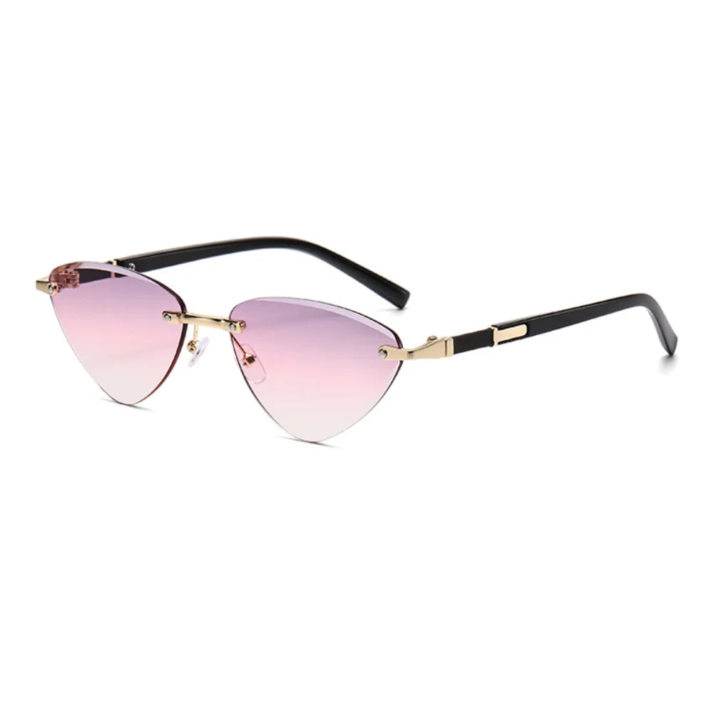 Cat Eye Sunglasses Women Retro Rimless